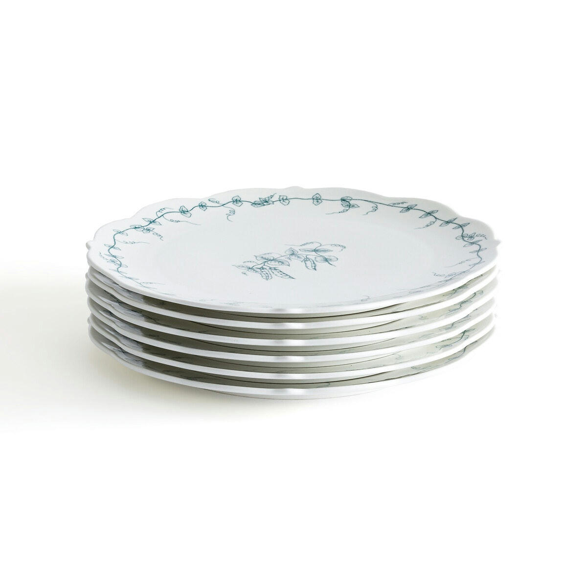 Lot de 6 assiettes plates, porcelaine, Vegelia