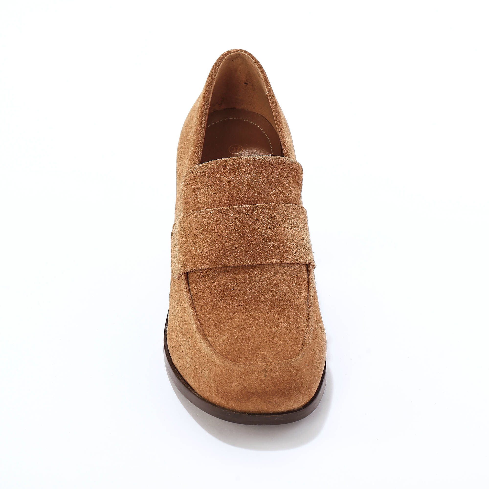 Mocassin à talon cro&ucirc;te de cuir