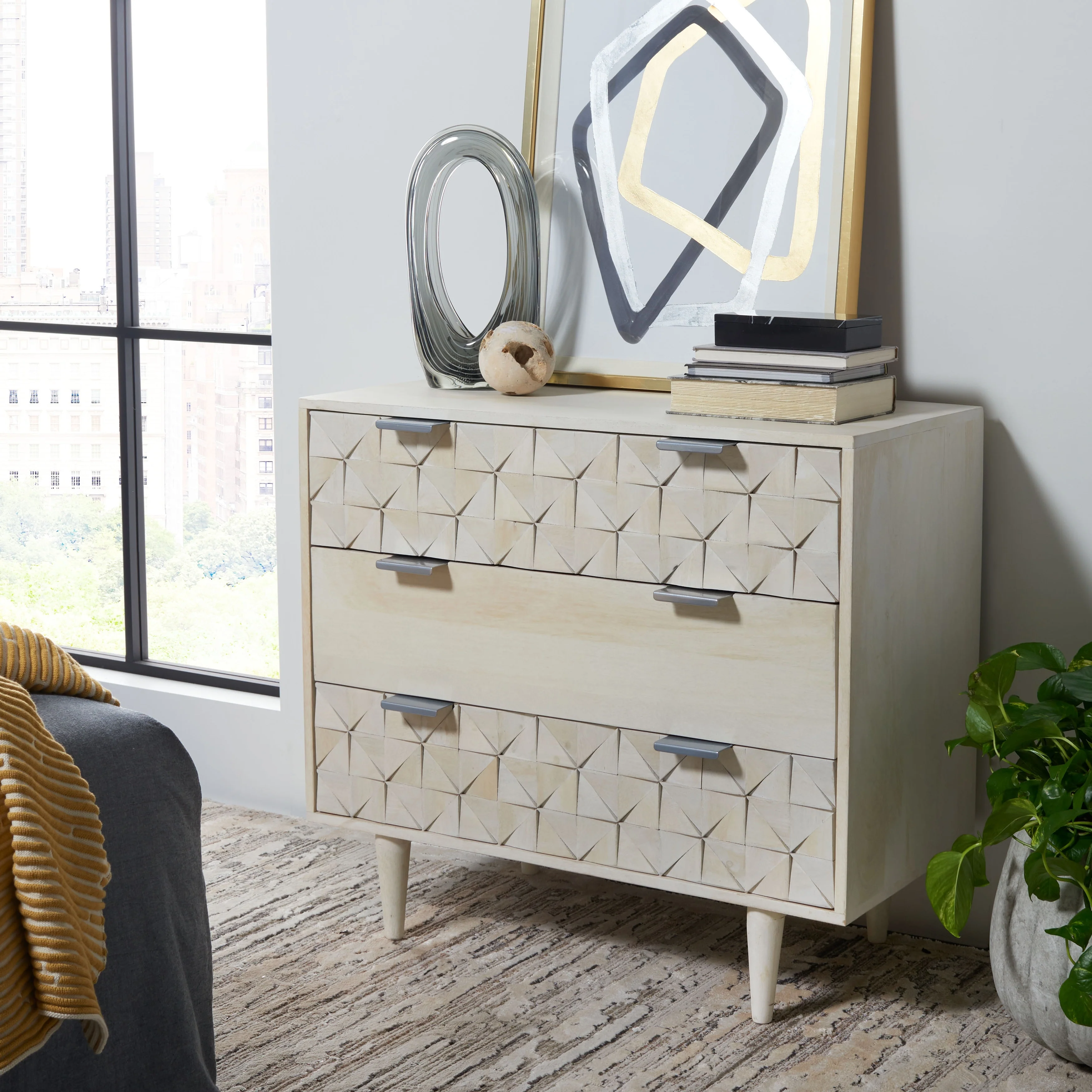 SAFAVIEH Cena 3-Drawer Storage Bedroom Chest