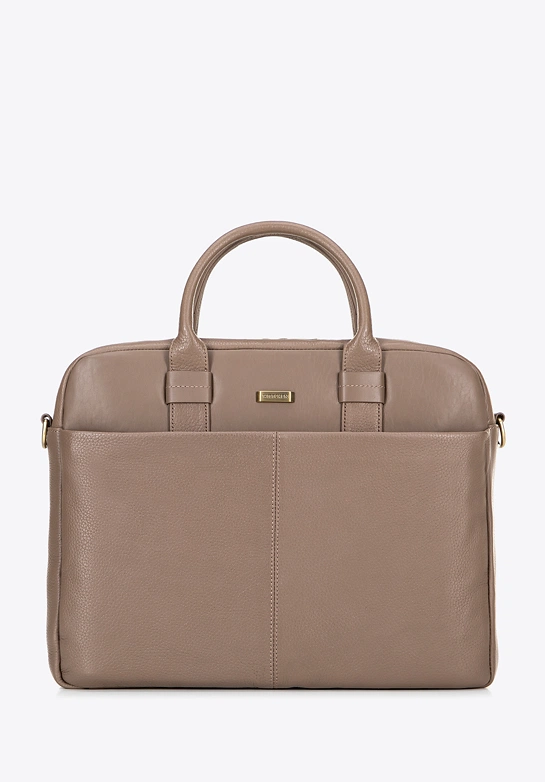 Skórzana torba na laptopa 16” taupe