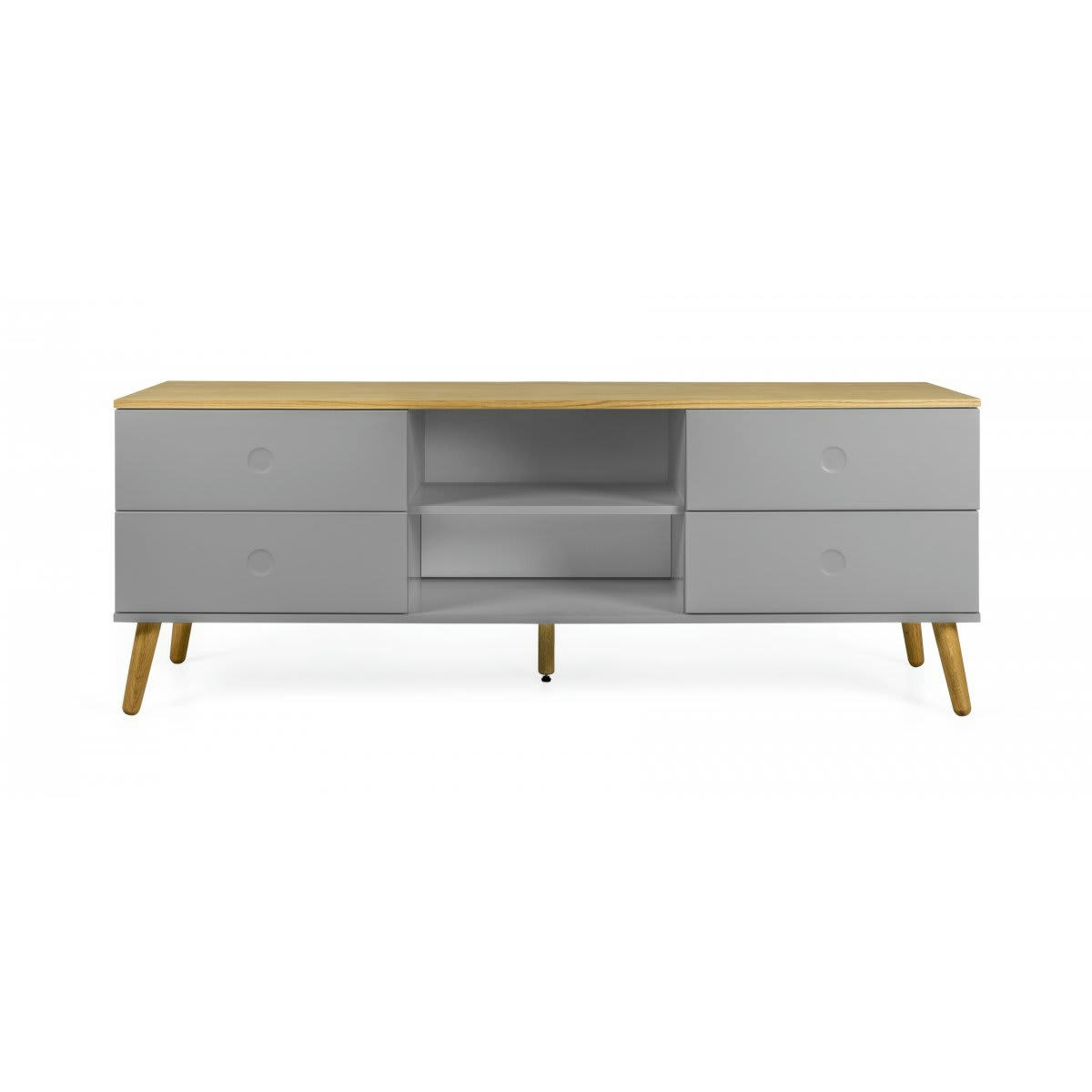 REZIO - Meuble TV scandinave effet bois gris