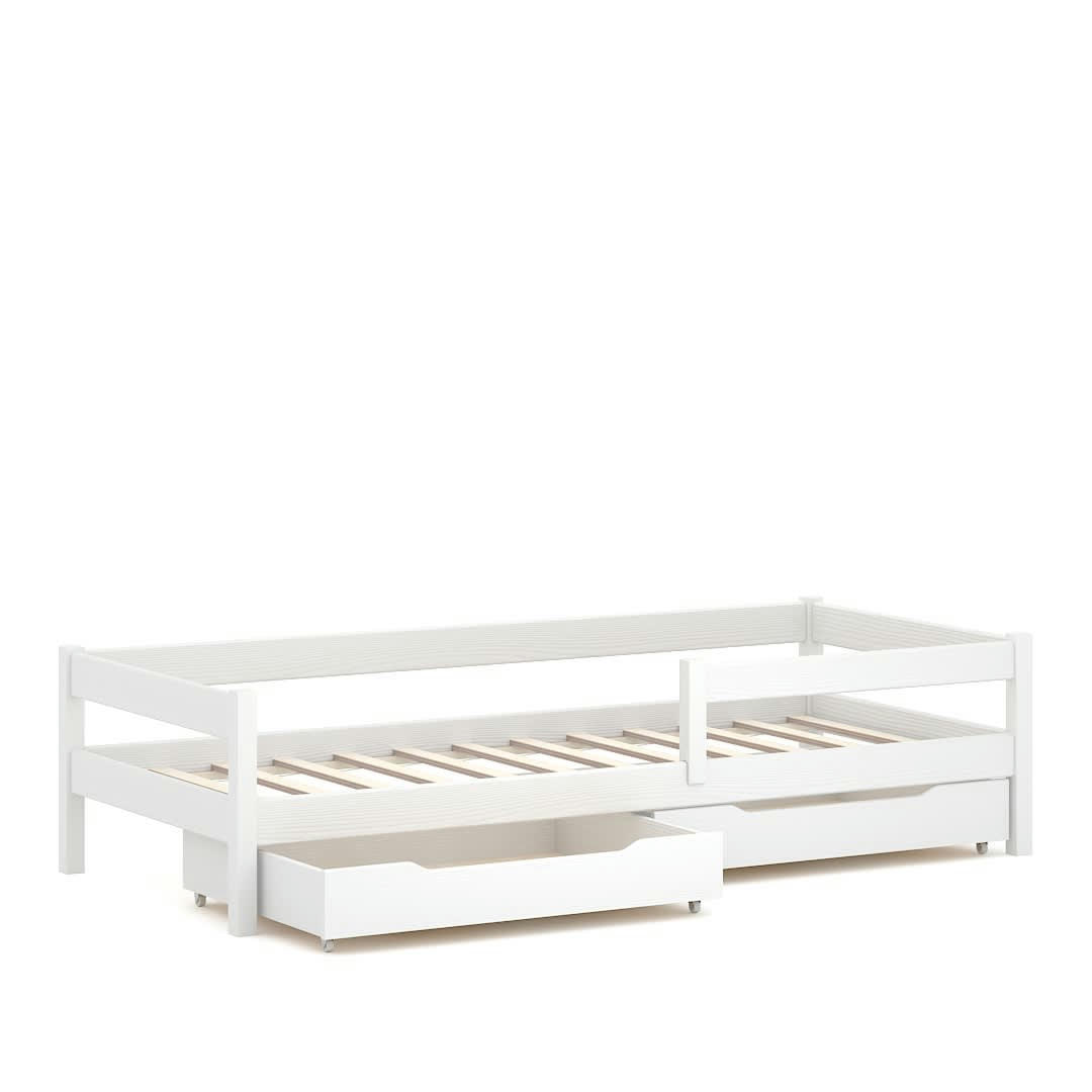 - Lit simple en pin massif 180x80 blanc