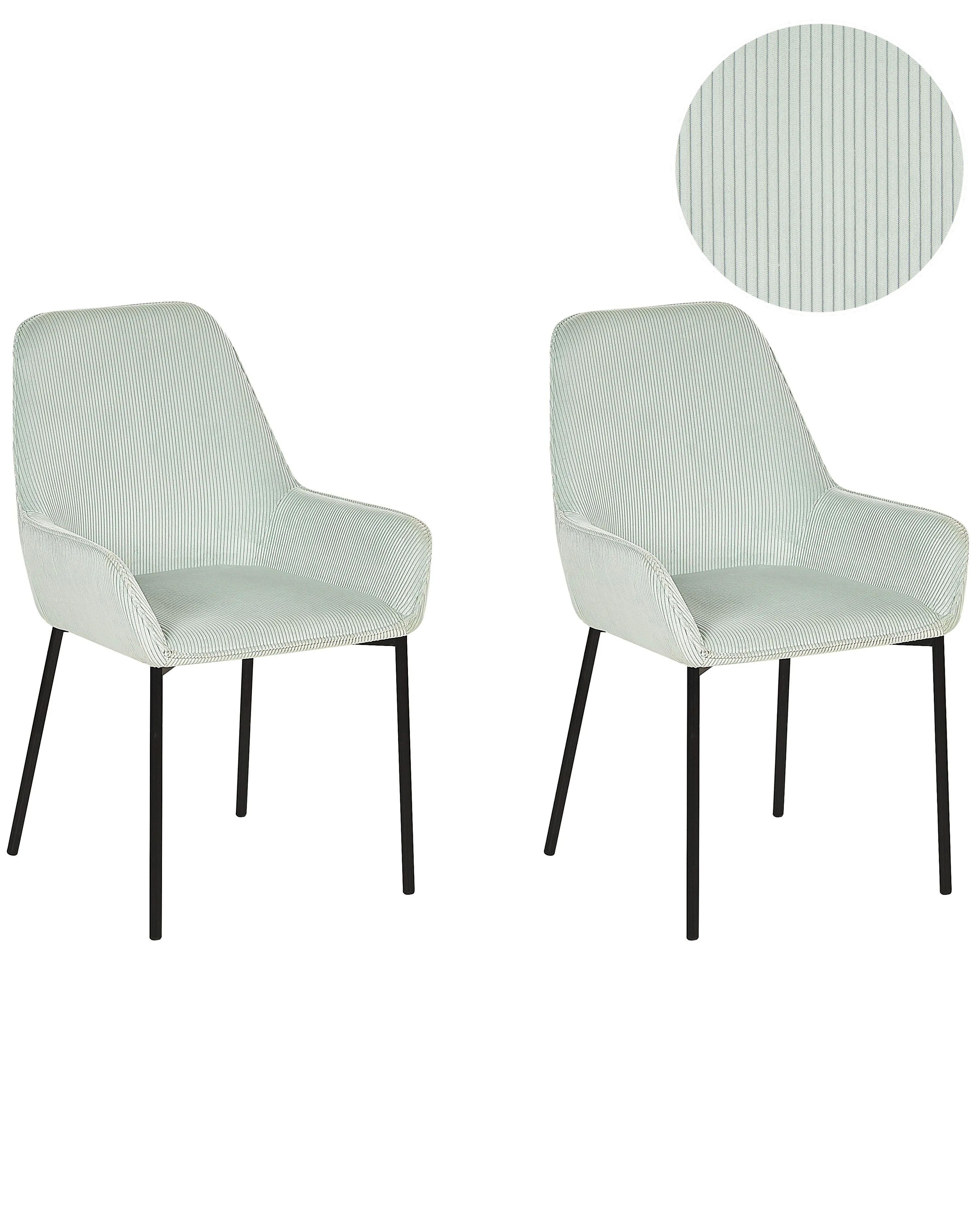 Set of 2 Dining Chairs LOVERNA Corduroy Mint Green