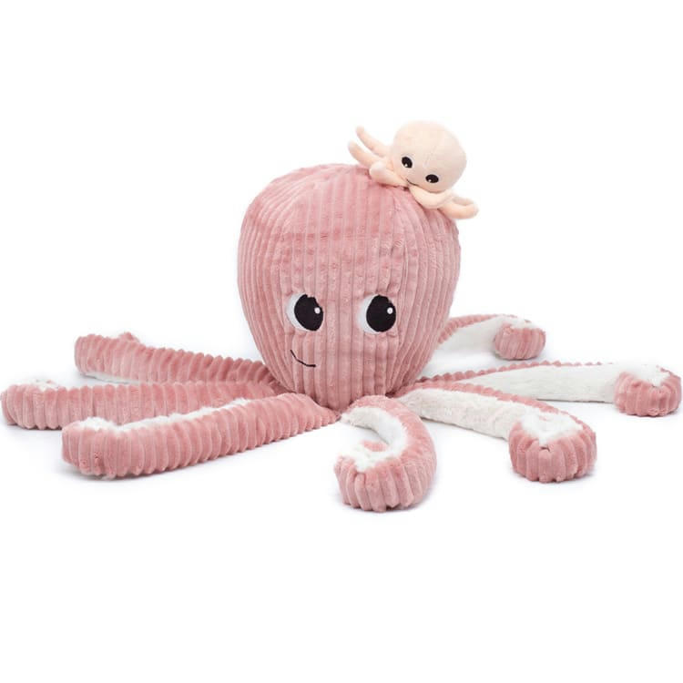 - Peluche Filou la pieuvre maman et bébé Les Ptipotos rose