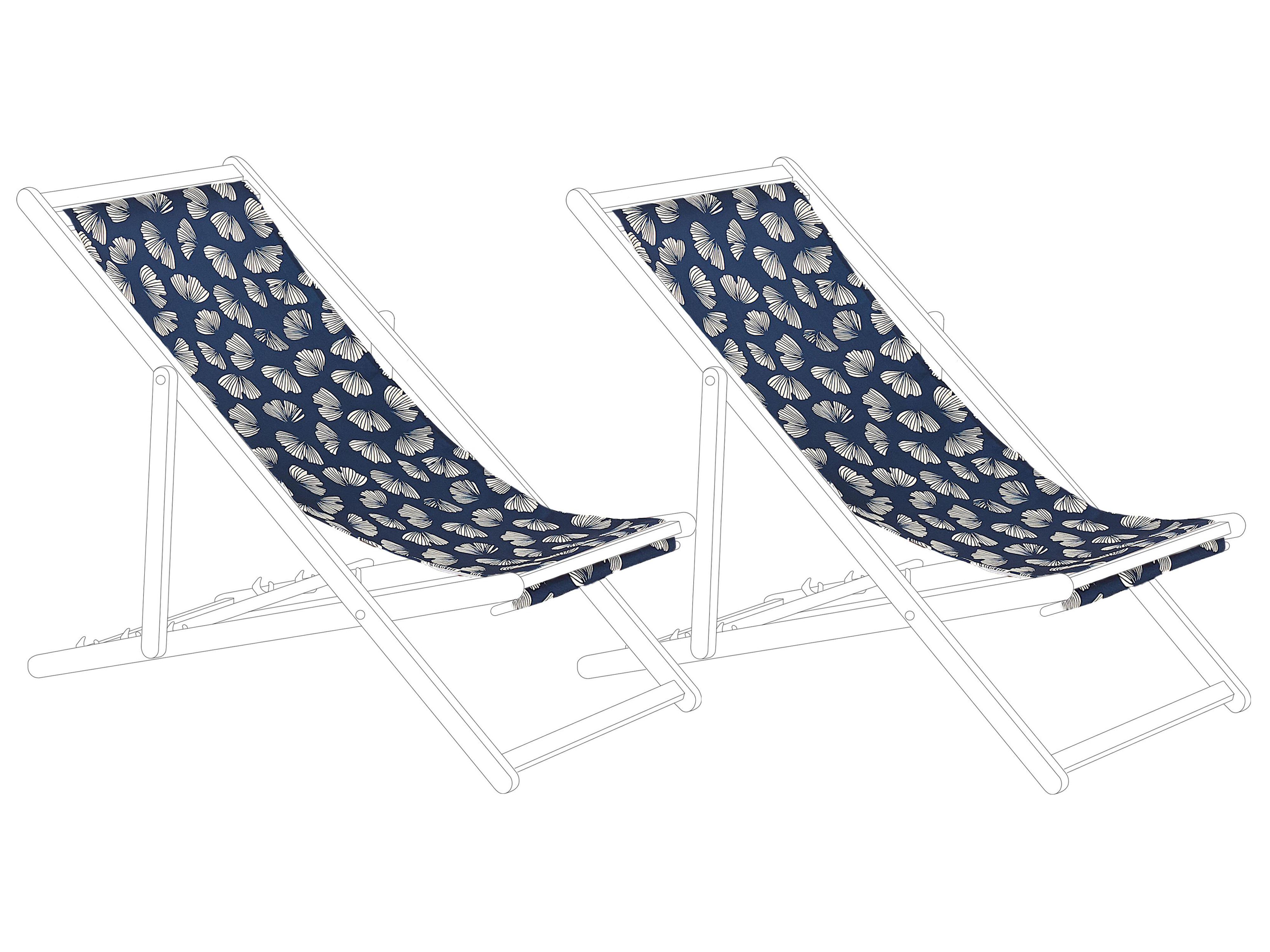 Set of 2 Sun Lounger Replacement Fabrics ANZIO/AVELLINO 113 x 44 cm Navy Blue