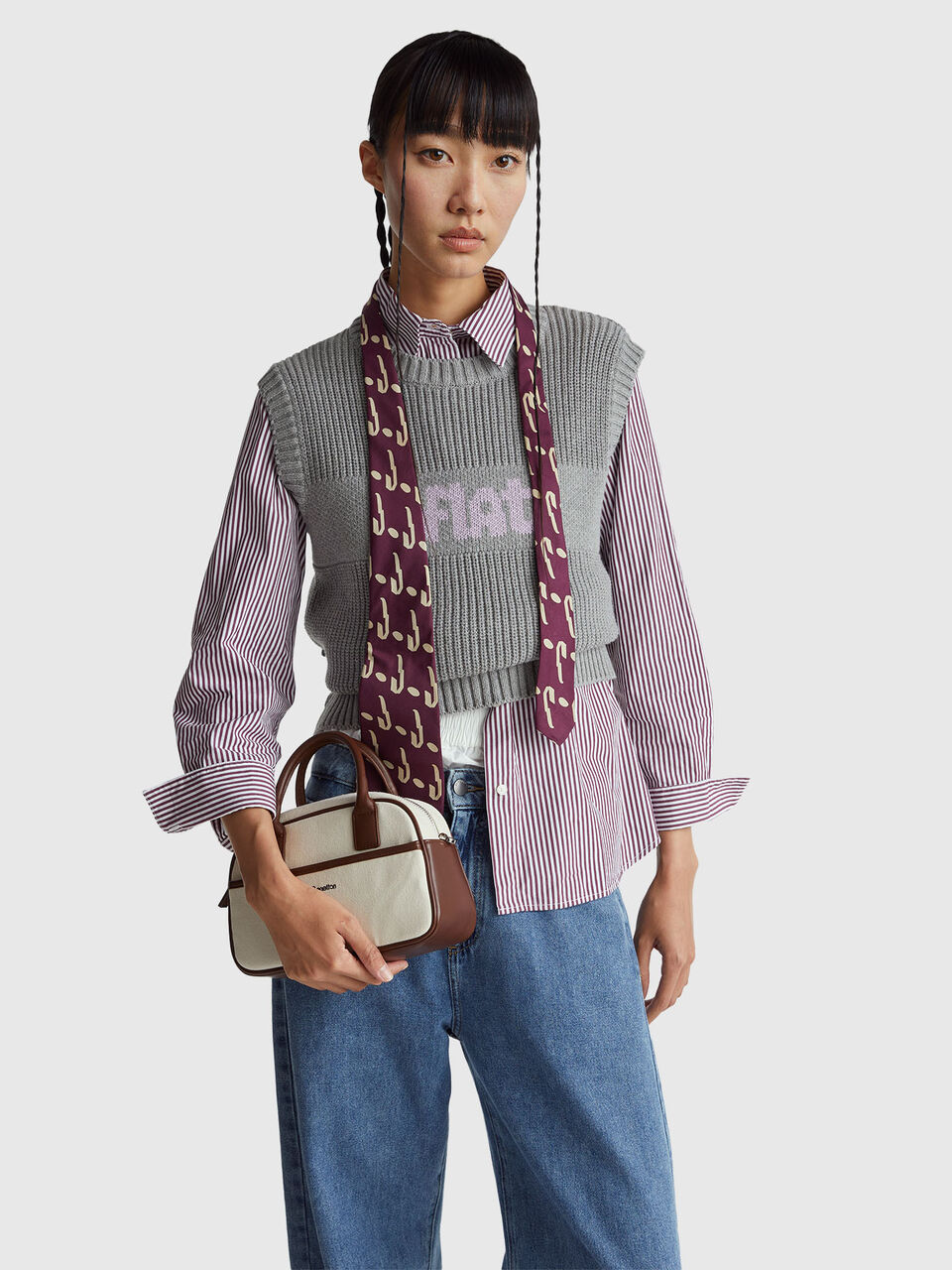 Knit vest with inlay