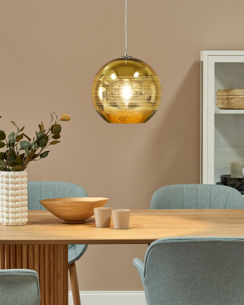 Lampa wisząca sufitowa szklana złota