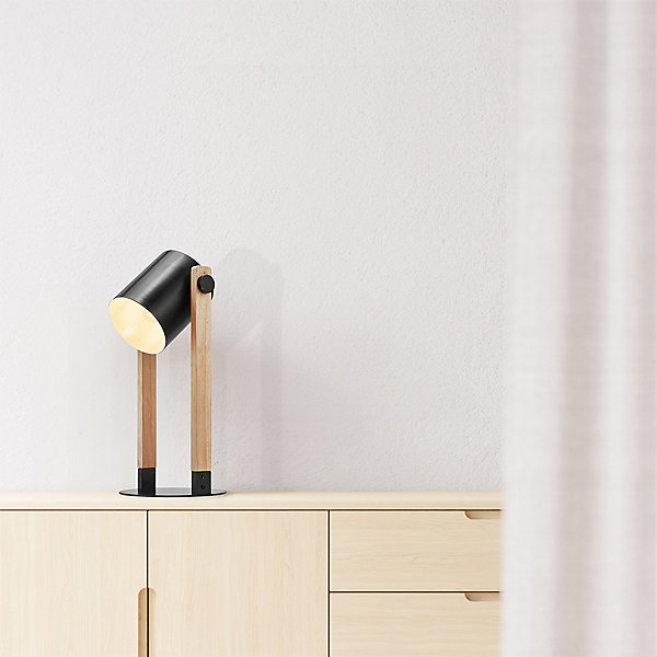 Lampe de table métal et bois 23W IP20 E27 Diam 120mm