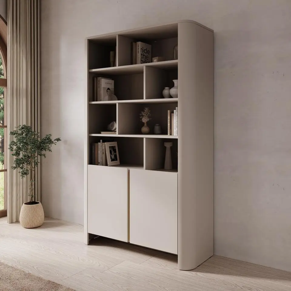 Meubella - Barbados - Boekenkast - Beige - 103x39x170 cm