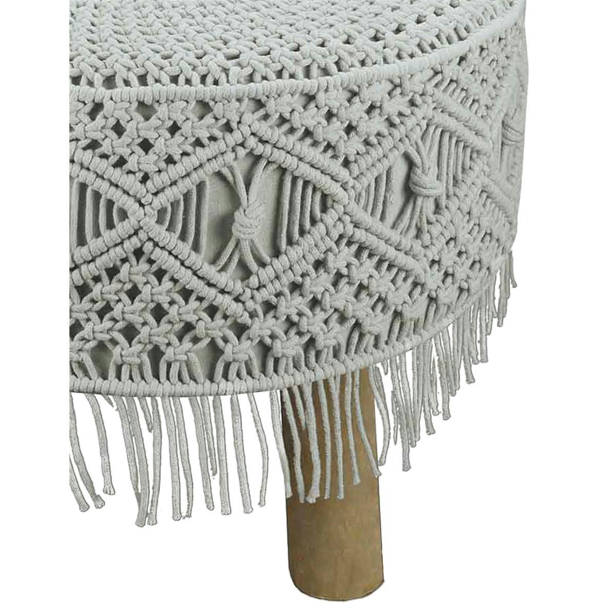 MAHRAMA - Tabouret en macramé  glacier