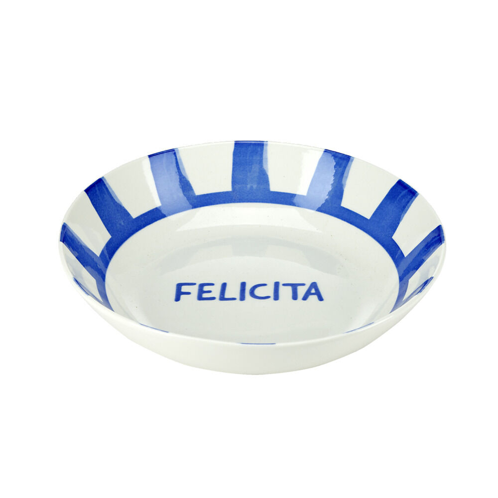 Assiette creuse porcelaine "Felicita" blanche et bleue Ø20cm