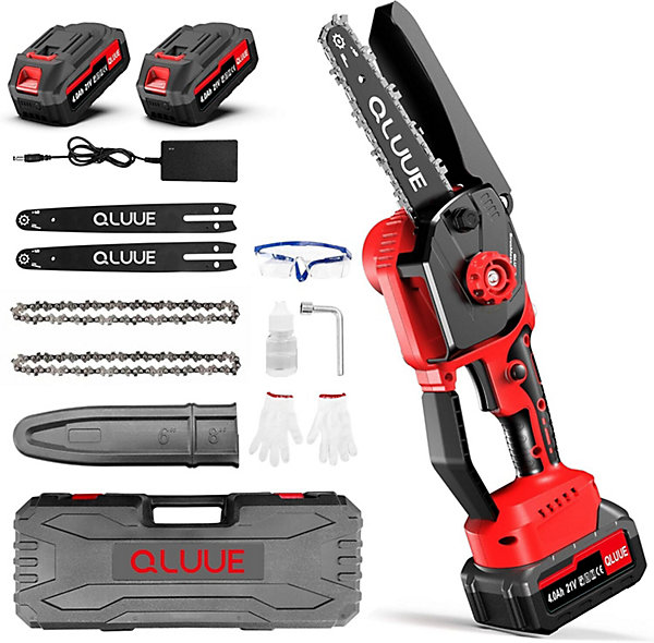 Mini tronçonneuse sans fil1150 W, 8000 mAh, sécurité renforcée, idéale jardin et bois