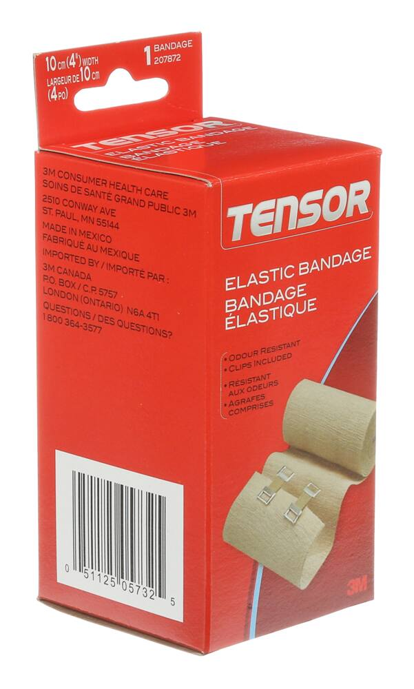 Tensor Elastic Bandage Wrap with Clips, Beige, 4-in