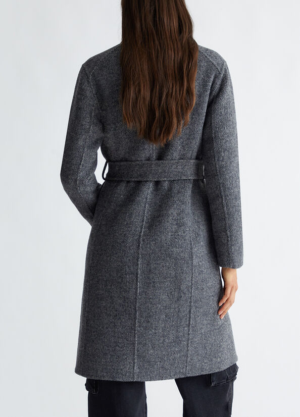 Cappotto doppiopetto in misto lana