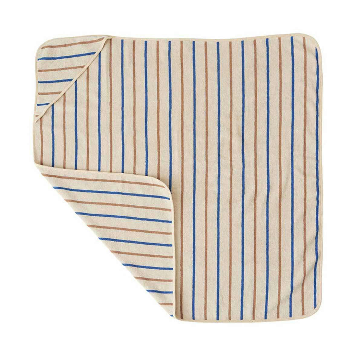 raita - Serviette de bain avec capuche rayée marron coton organique 100x100cm