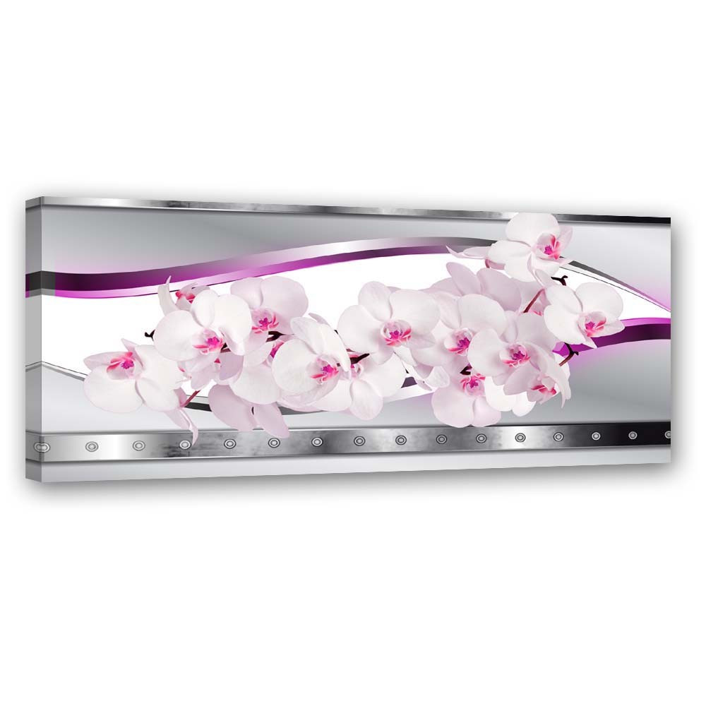 Feeby Obraz na płótnie Biało różowa orchidea 90x30