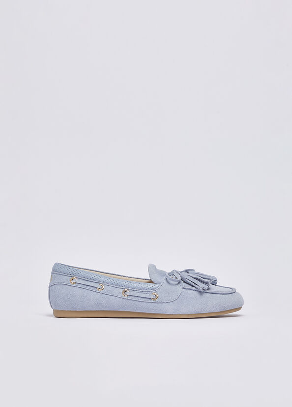 Mocassini in suede con nappine