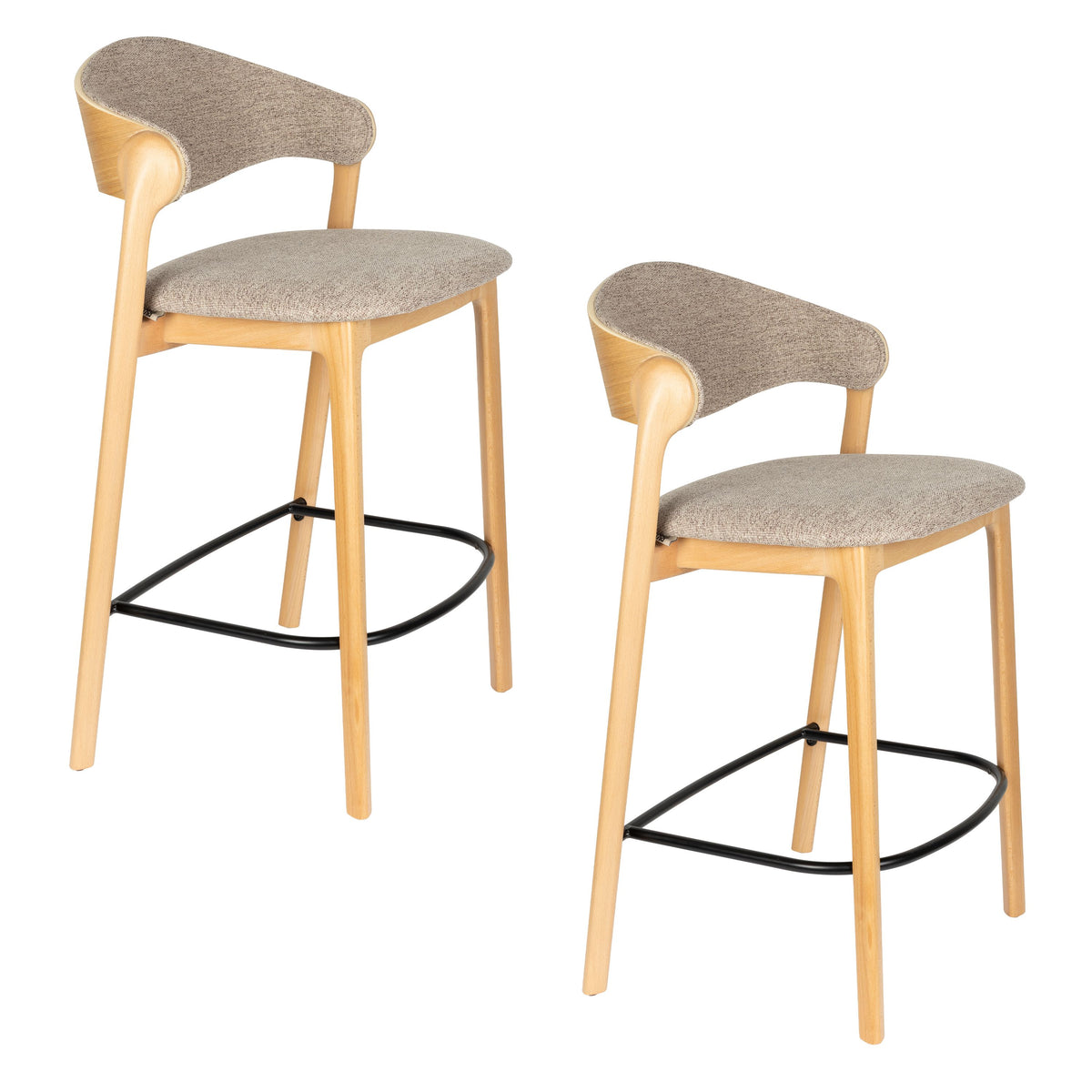 Dutchbone Babington Barkrukken rugleuning 66 cm Naturel - Set van 2