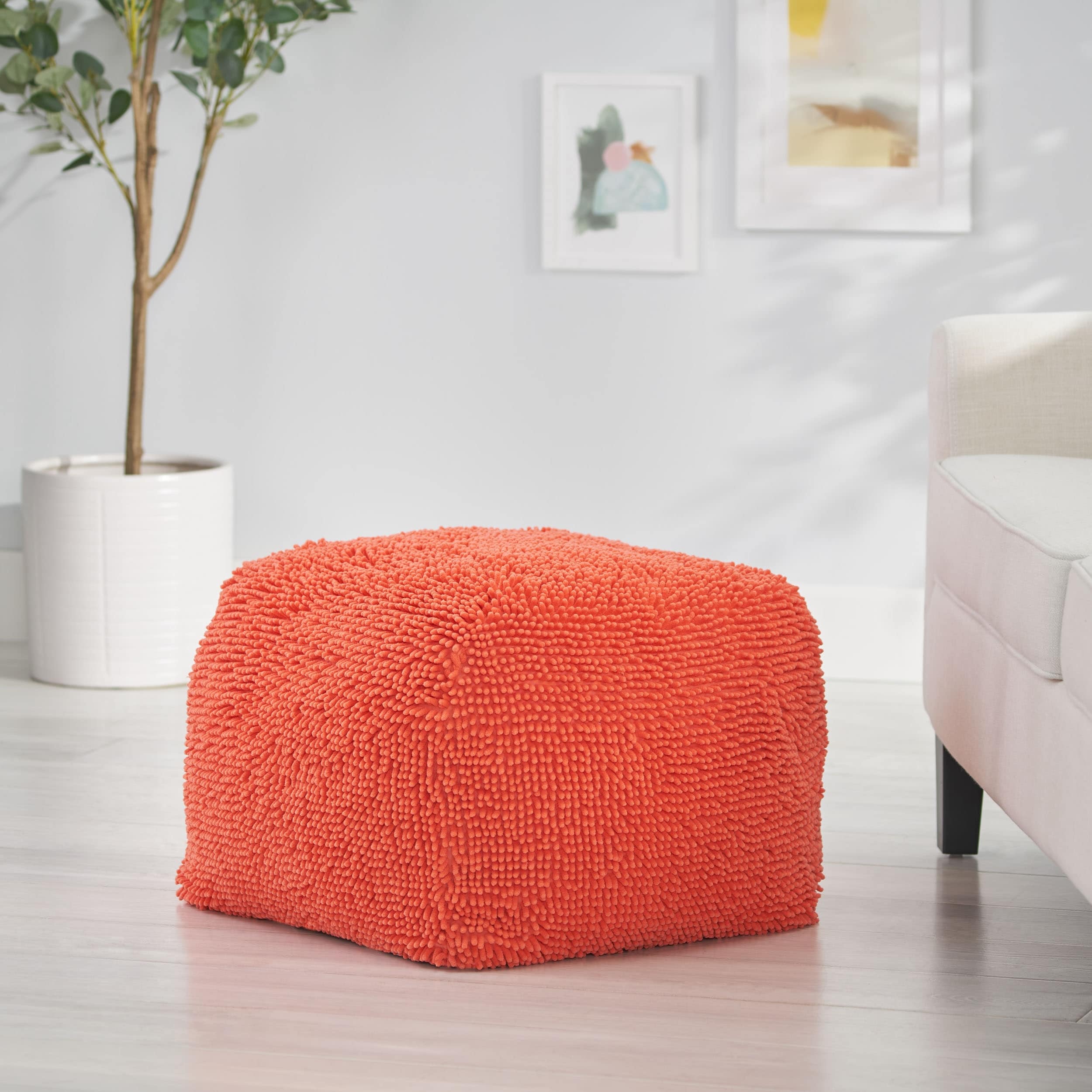 Moloney Modern Microfiber Chenille Pouf by Christopher Knight Home