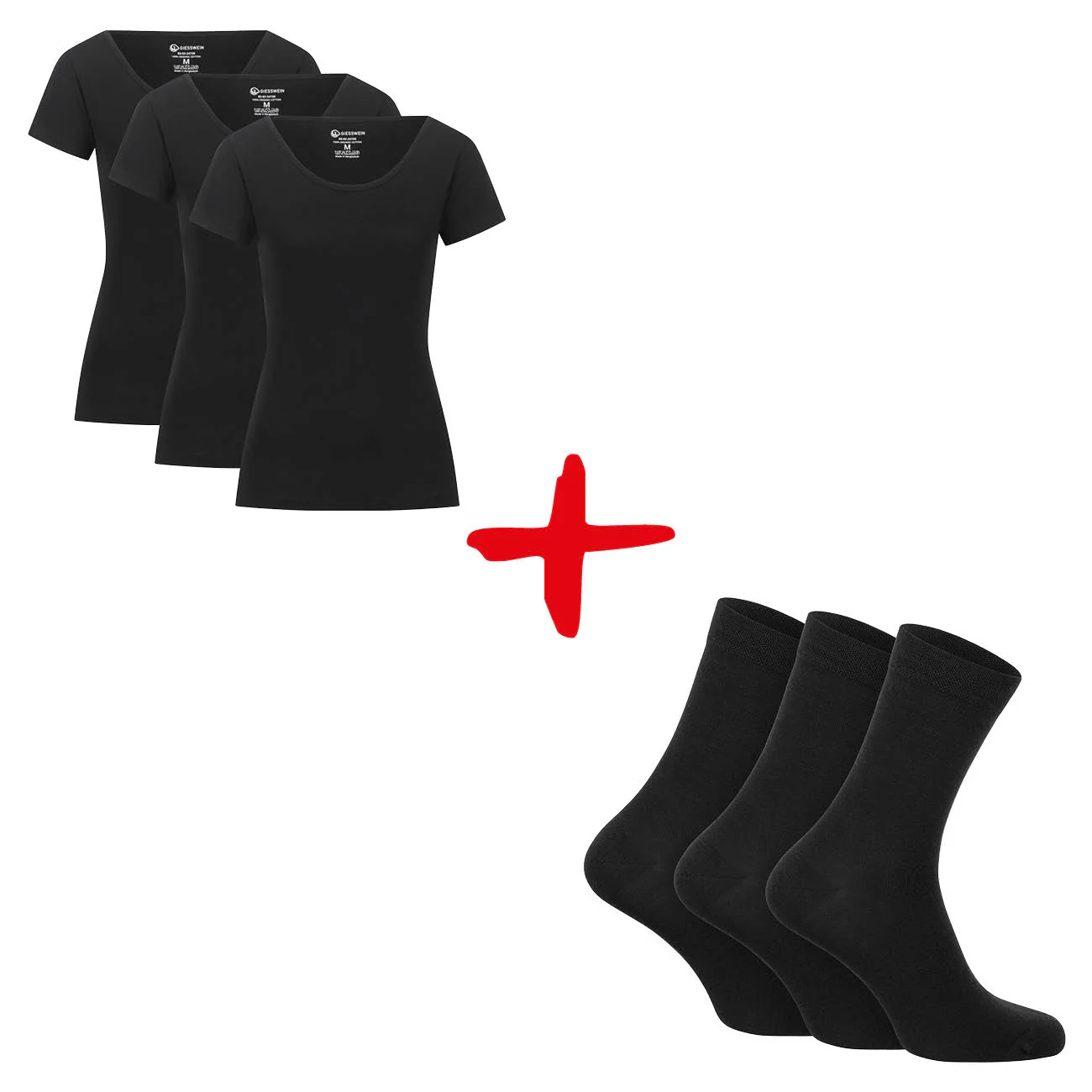 Bundle: Organic T-Shirt Damen 3er-Pack + Business Socken Merino 3er-Pack