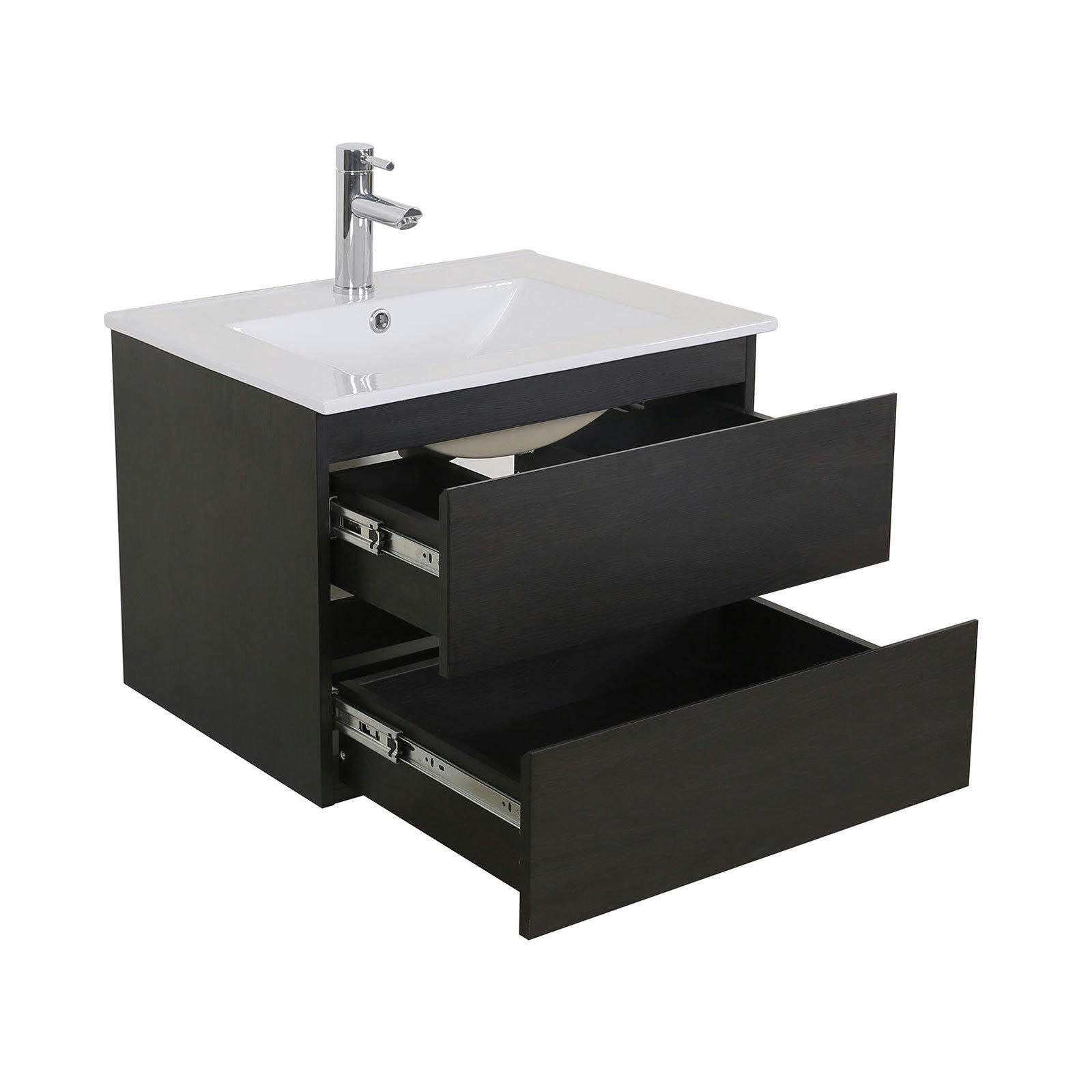 SORRENTO - Meuble simple vasque 60cm  Décor chêne carbonne + vasque