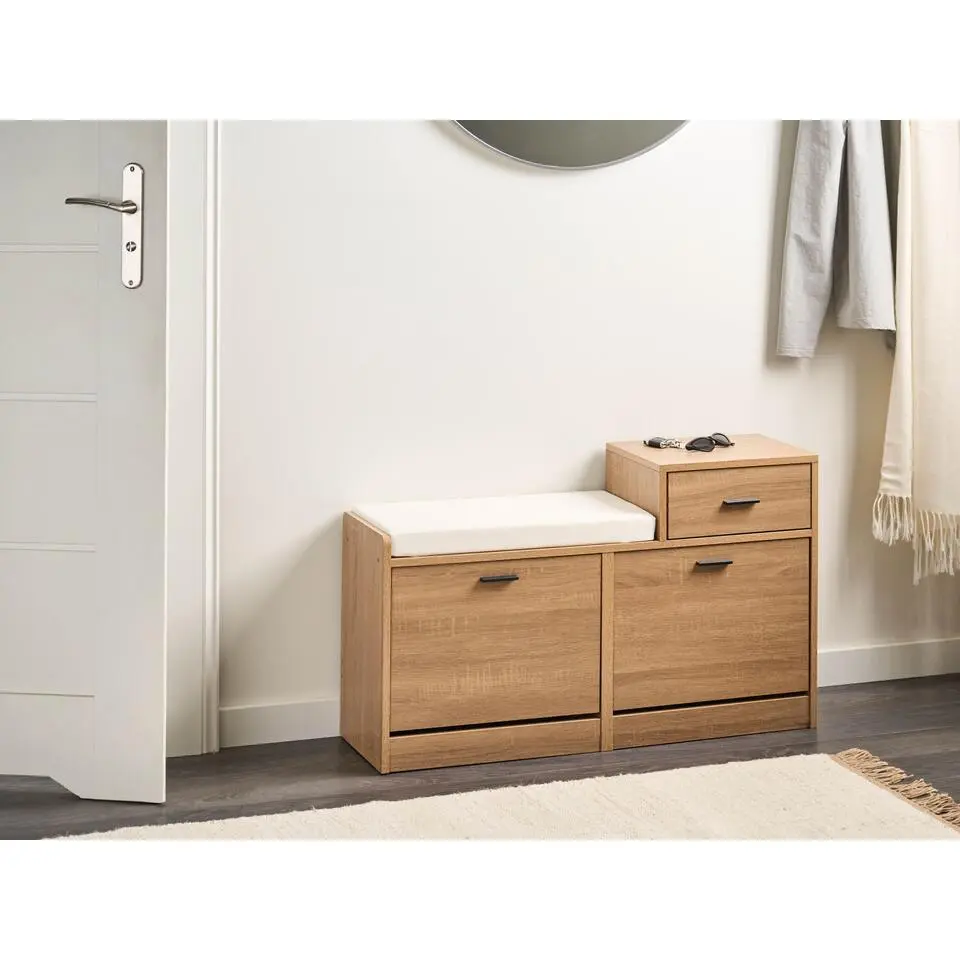 DUBBO - Schoenenkast 2 vakken - Lichtbruin - Vezelplaat