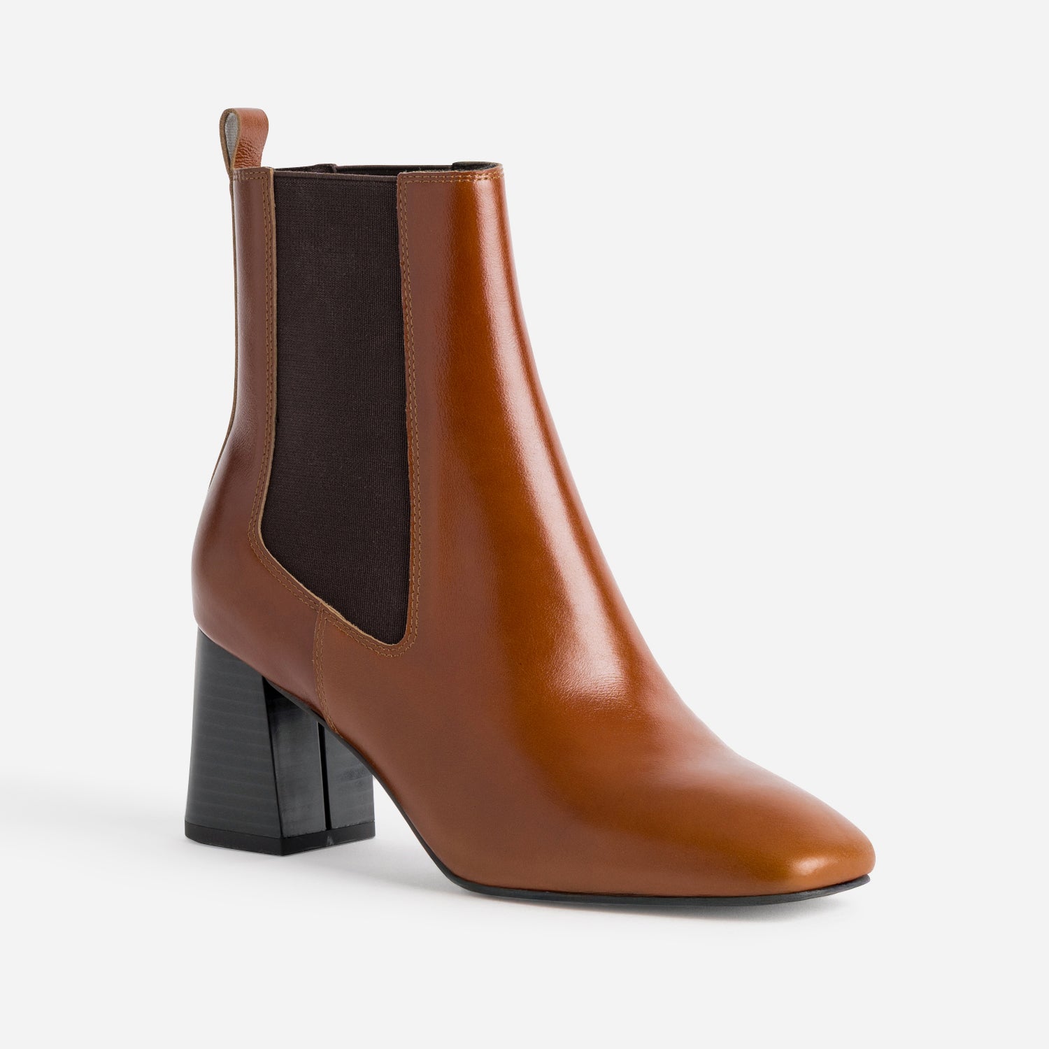 Chelsea boots à talon cognac cuir