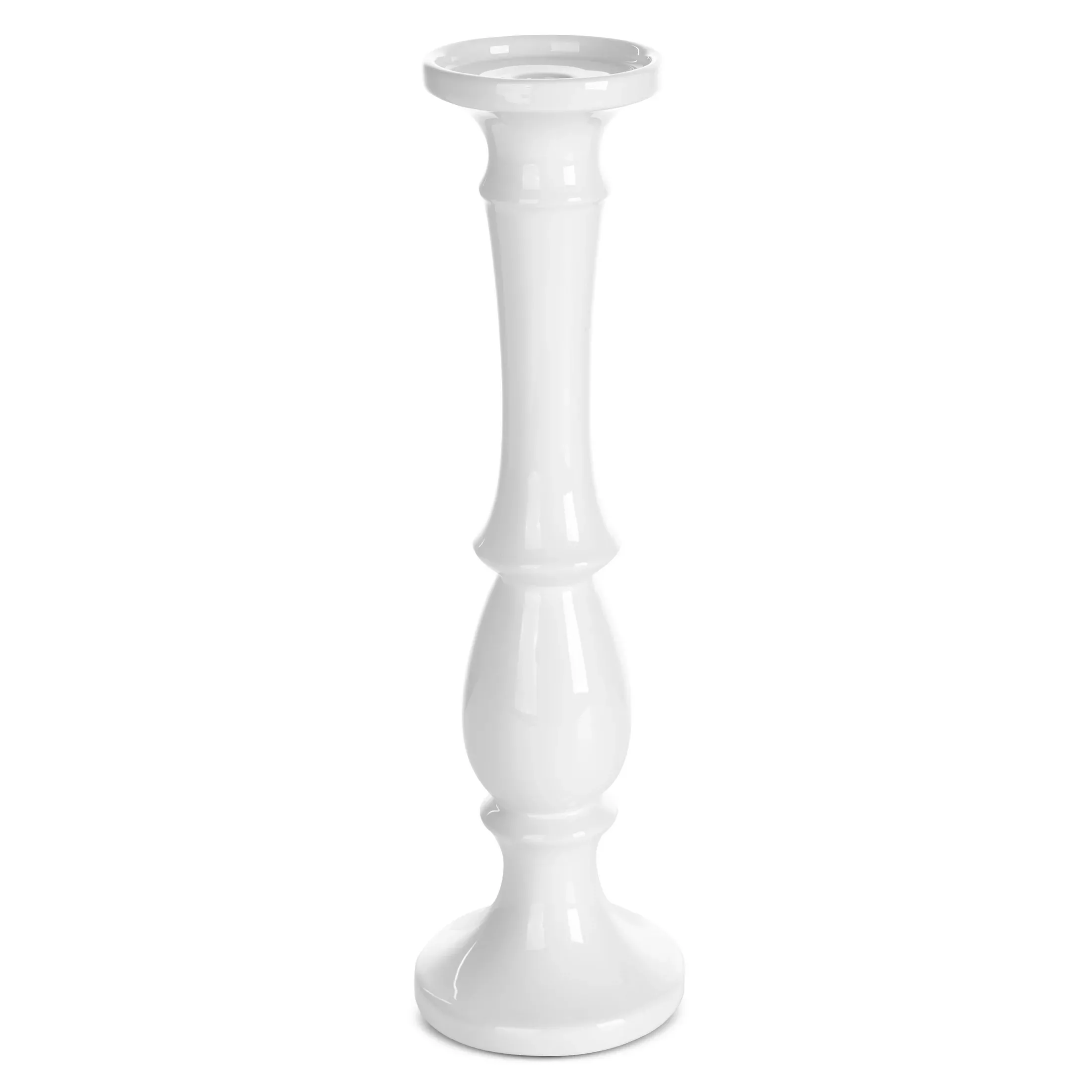 Świecznik ceramiczny dekoracyjny białyo prostym kształcie średnica 11x39 cm JOLY