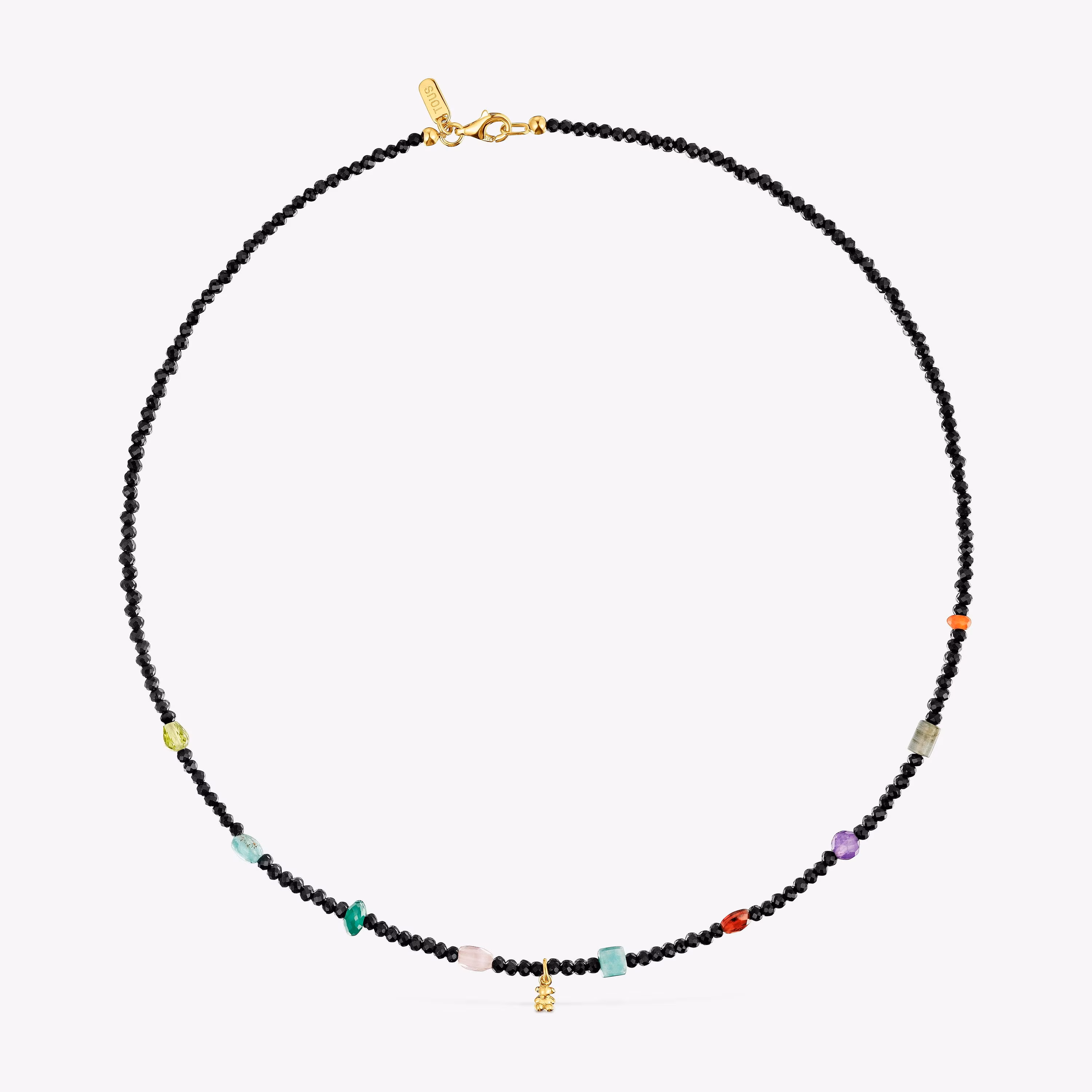 Gargantilla con baño de oro 18 kt sobre plata, onix, gemas Bold Bear