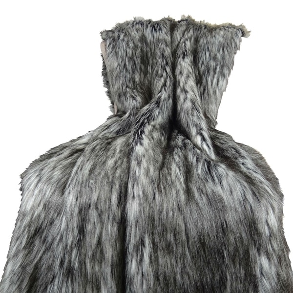 Thomas Collection Handmade Grey Siberian Husky Faux Fur Throw Blanket