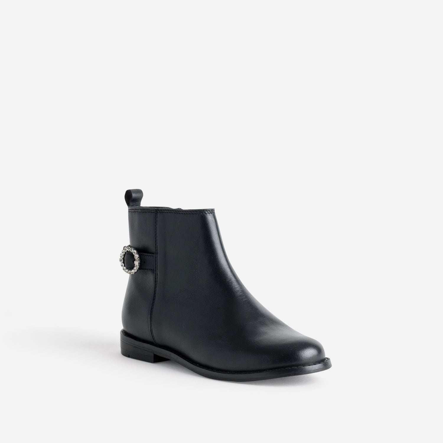 Boots BUGGY noir cuir boucle strass