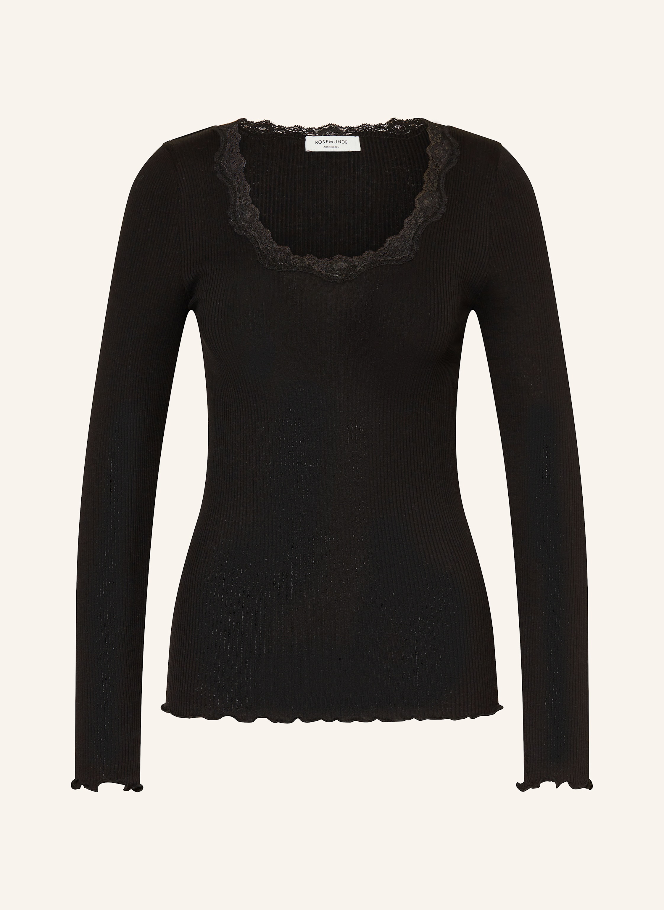 rosemunde Longsleeve BABETTE aus Seide mit Spitzenbesatz
