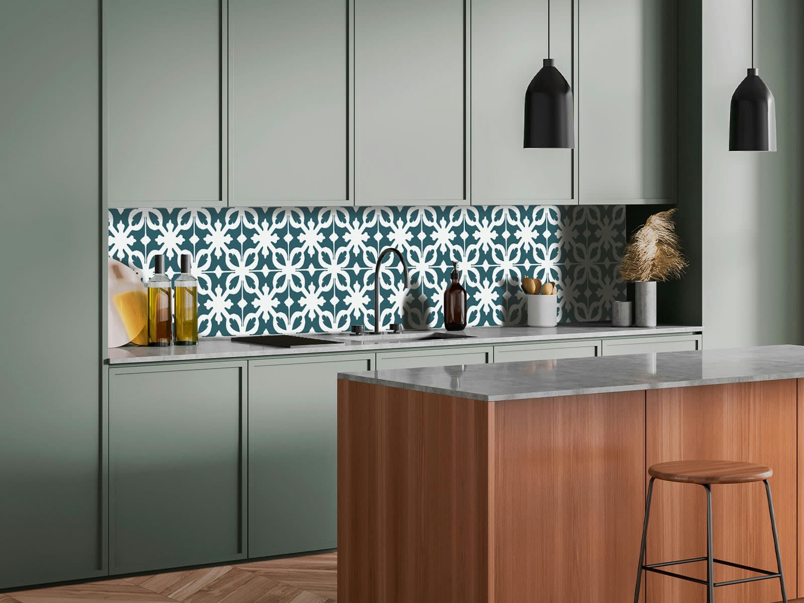 CASTIGLIONE - Crédence adhésive bleu pétrole 400x40cm