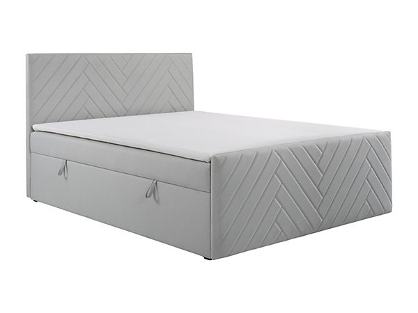 Ensemble complet literie déco tête de lit   sommiers coffre   matelas   surmatelas - 180 x 200 cm - Velours - Gris clair - MAKANA