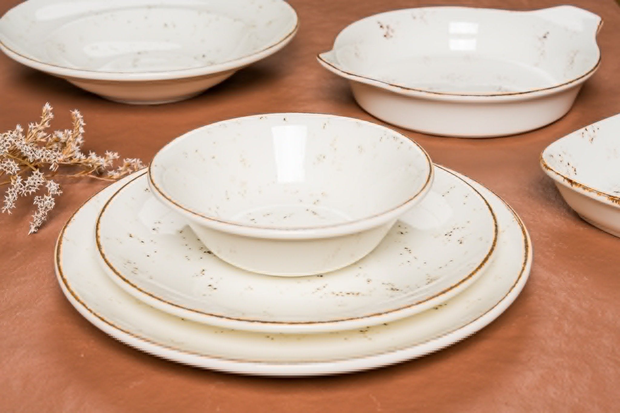 Bonna Gebaksbord - Grain - Porselein - 19 cm - set van 6