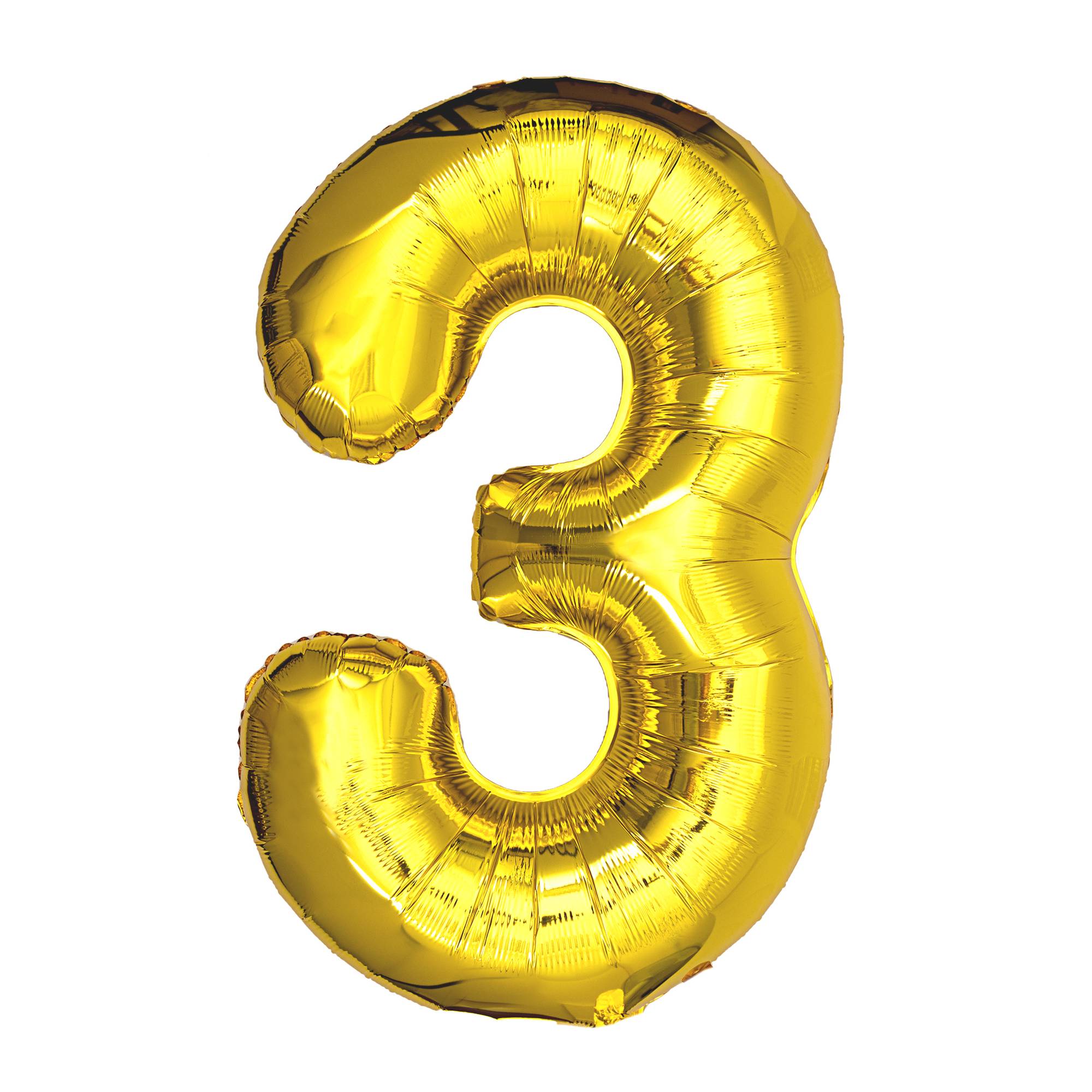 Extra Large Gold Foil Number 3 Balloon