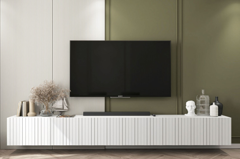 Wisząca Szafka RTV Glamour Komoda RTV Biały MAT 300cm