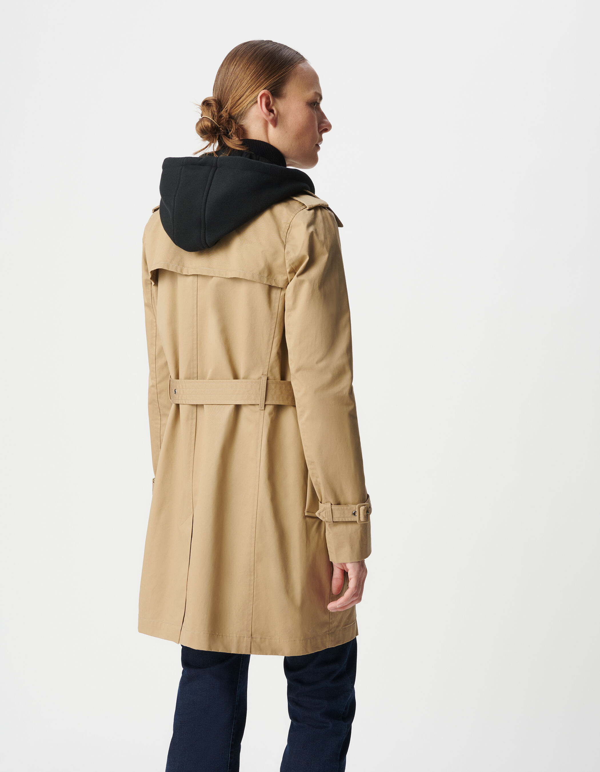 Trench beige capuche noire amovible Femme
