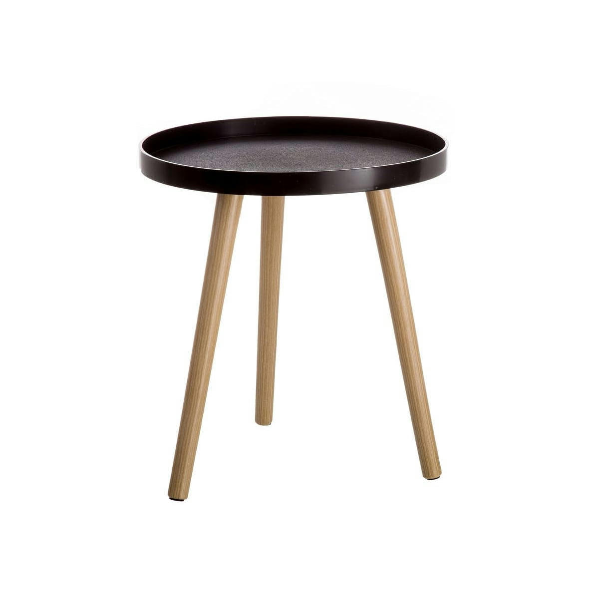 - Table d'appoint bout de canapé bois et polypropylène noir 40x40x43,5cm