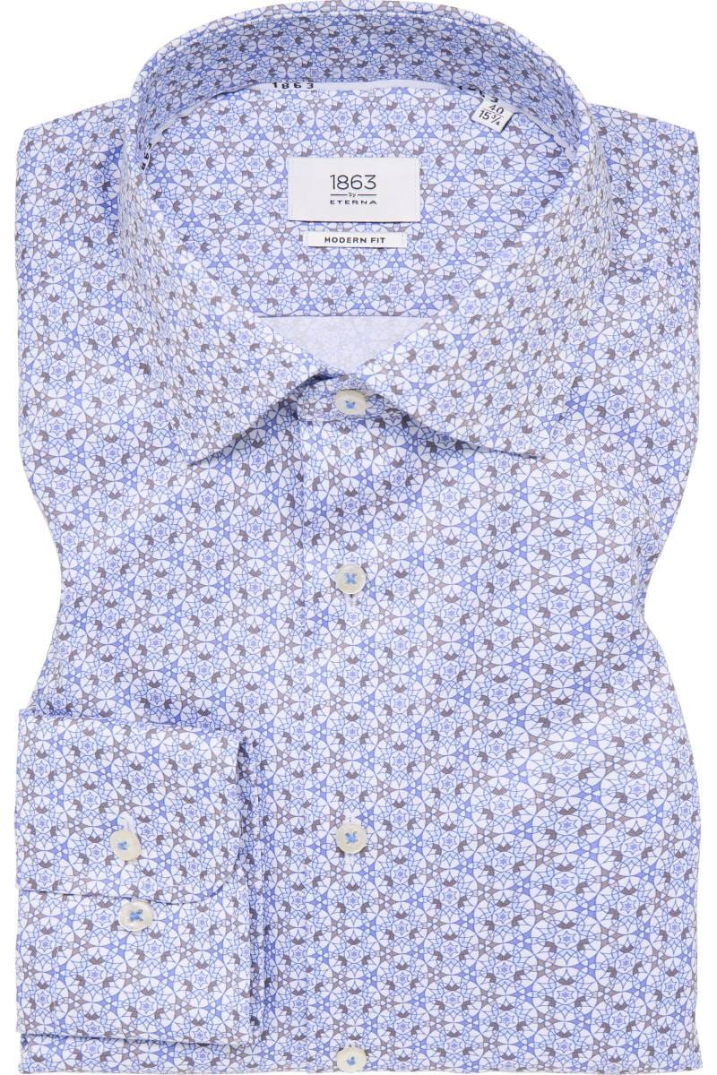 ETERNA 1863 Modern Fit Hemd mittelblau, Bedruckt