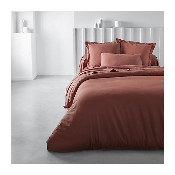 Housse de couette TODAY Essential - 220 x 240 cm - 2 personnes - 100% Coton uni - Terracotta