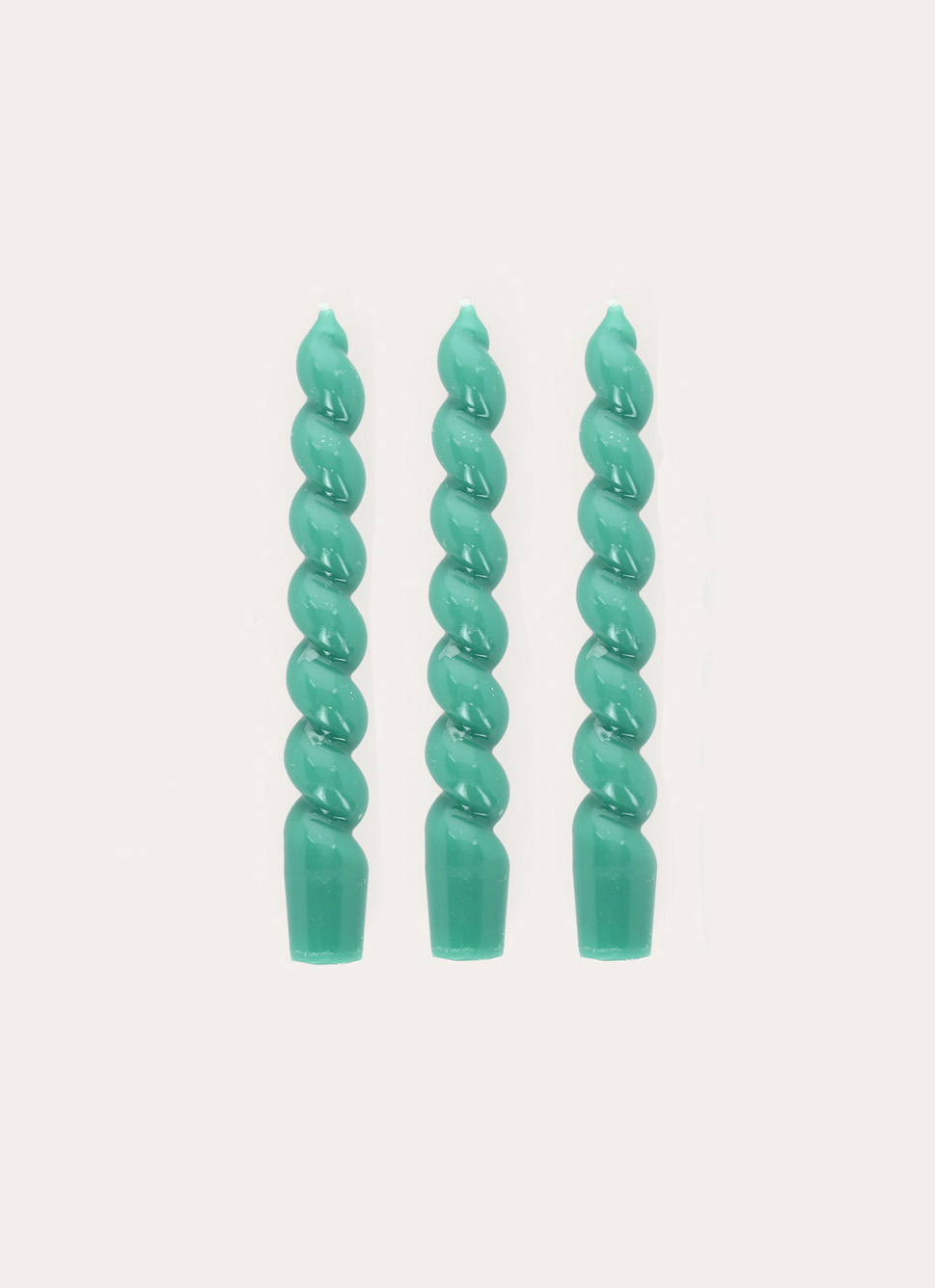 LOT DE 3 BOUGIES TORSADÉES TURQUOISE
