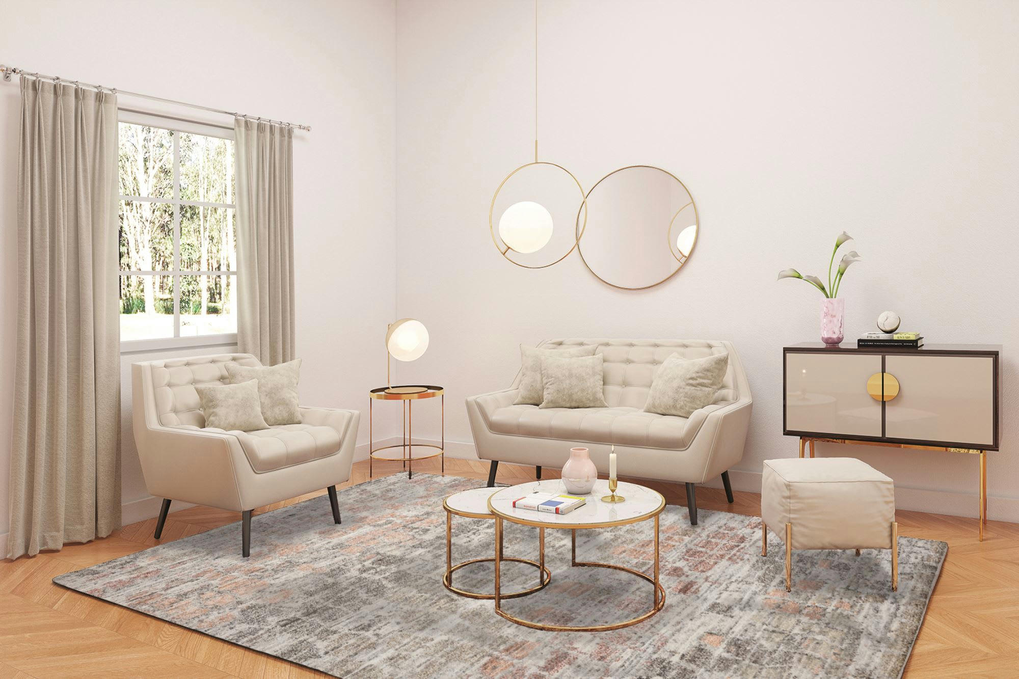 LHASA - Tapis de luxe noué main en laine multicolore naturel 140x200 cm