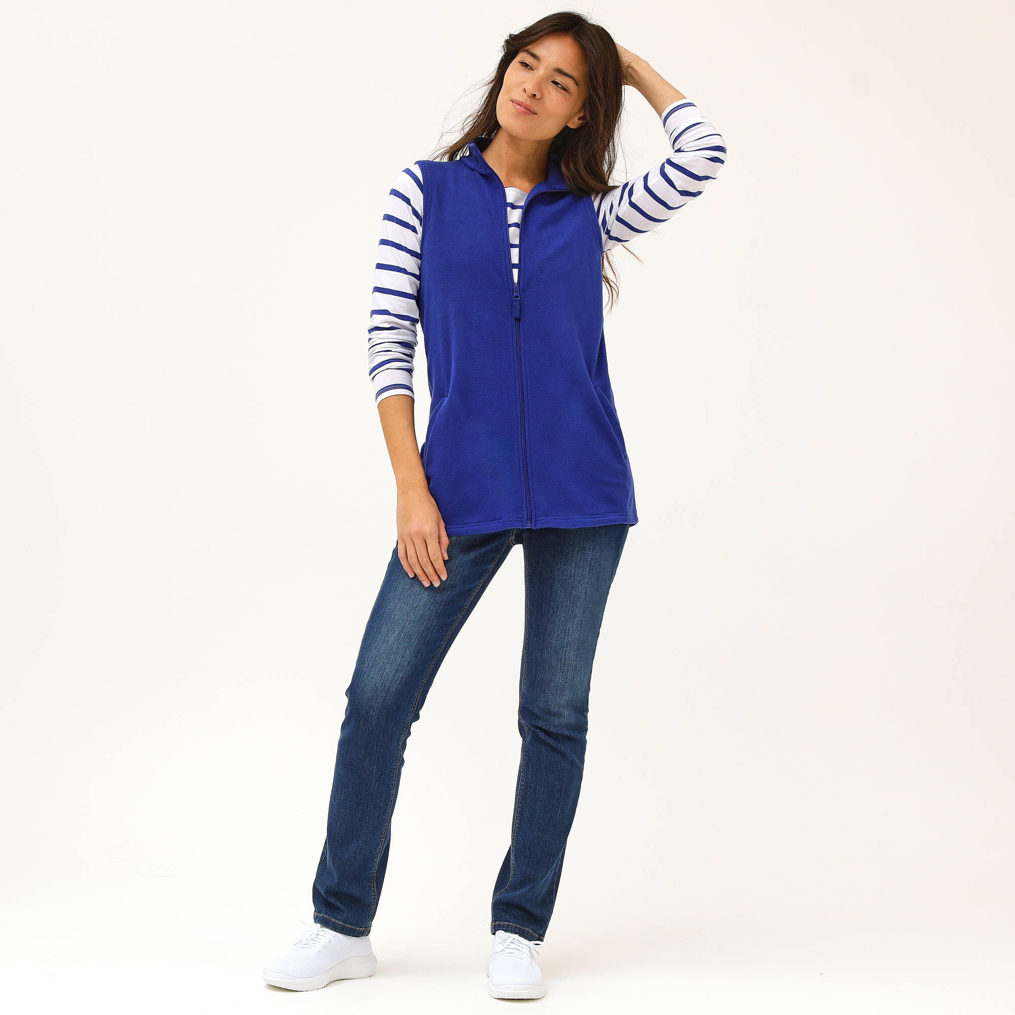 Veste zippée maille polaire, sans manches