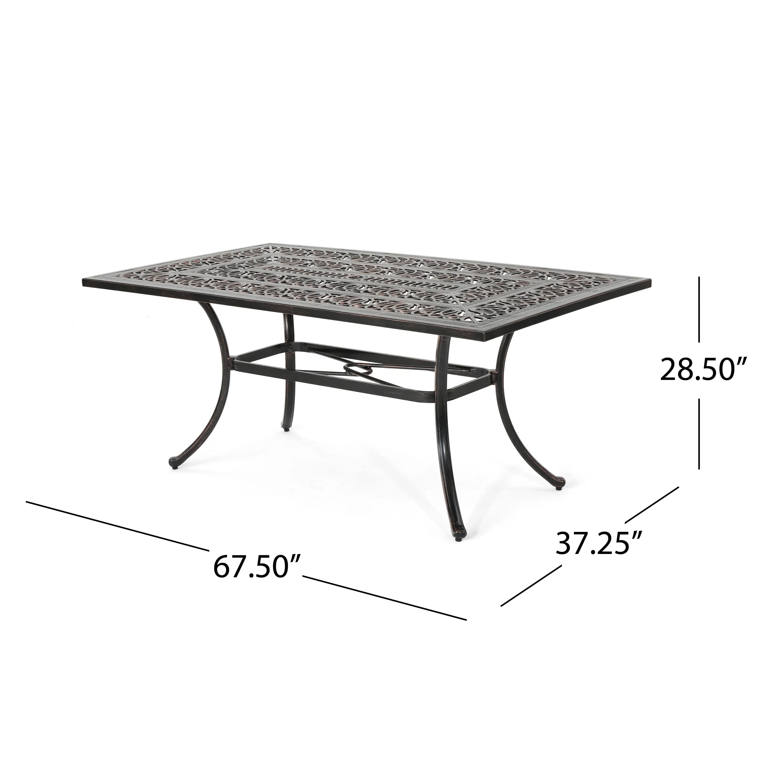 Outdoor Rectangular Cast Aluminum Dining Table