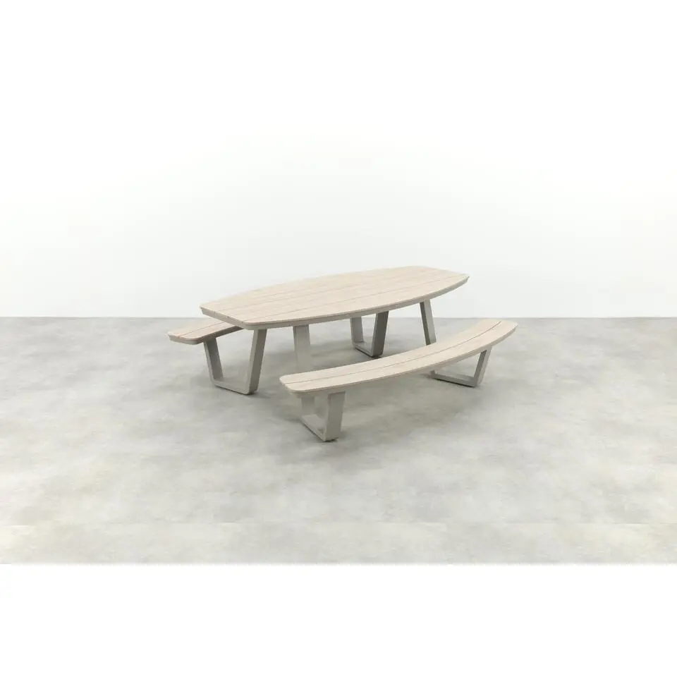 GI Bell ovale picknicktafel voor 6 personen 220x193 cm. - Taupe