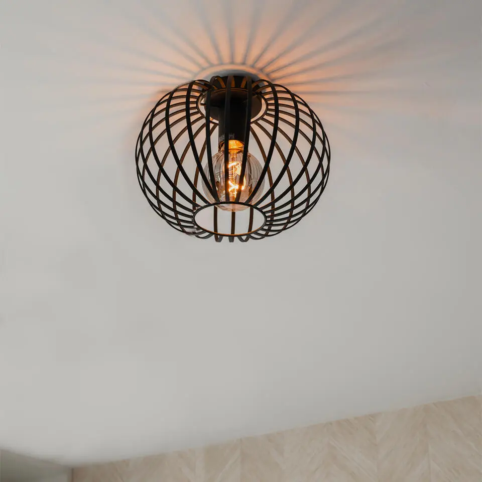 Qazqa plafondlamp johanna zwart e27