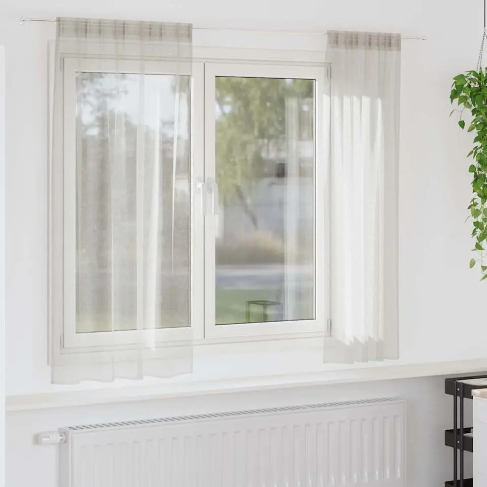 vidaXL Vitrages voor woonkamer - Cr&egrave;me - Polyester - 140x175 cm - Set van 2