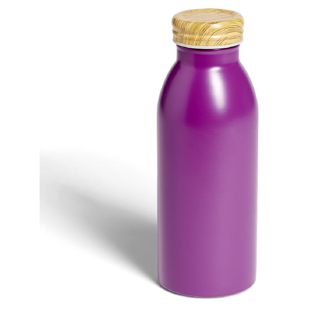 Bouteille isotherme 400ml inox et bois - 4 coloris