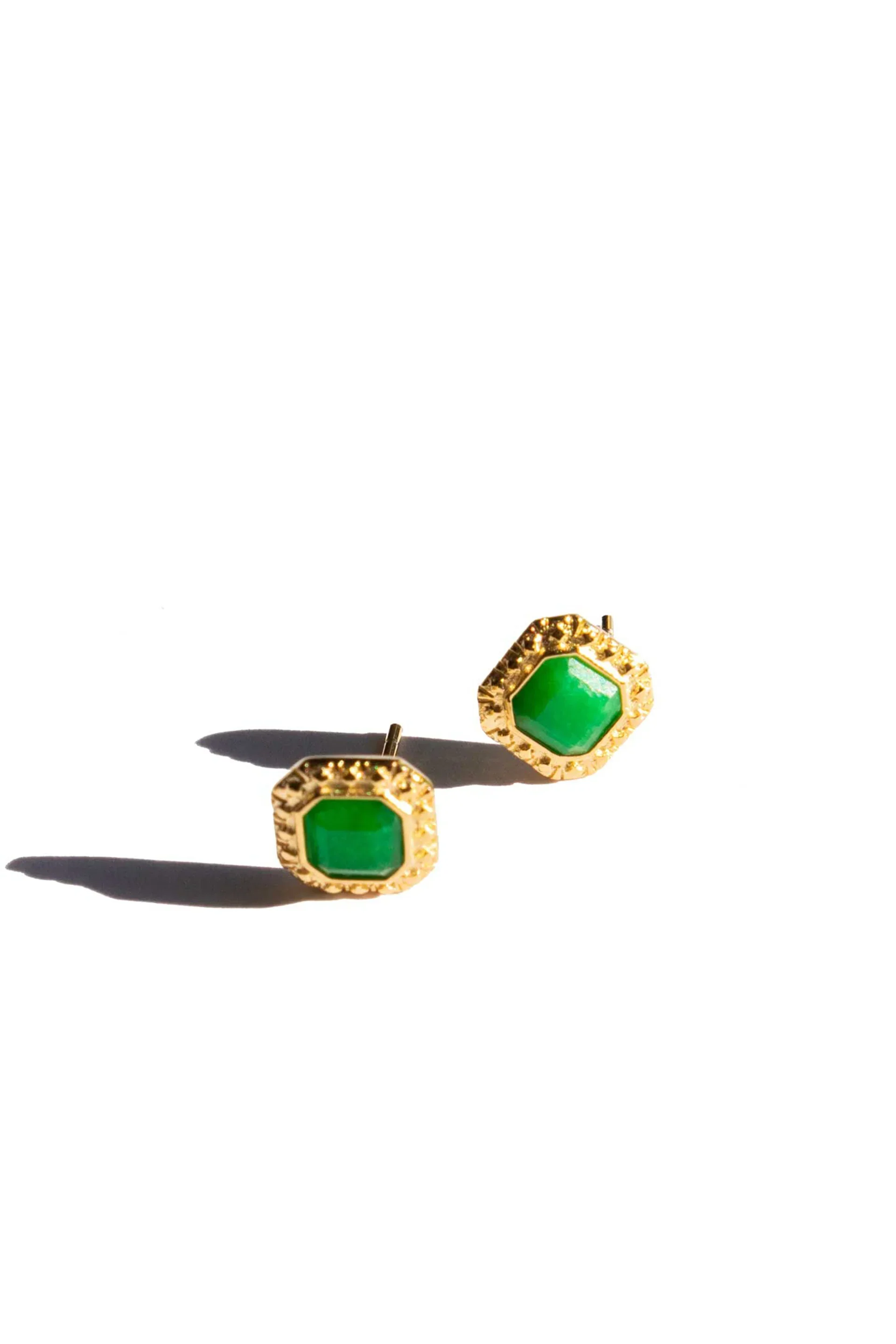Park — Green Jade Square Stud Earrings
